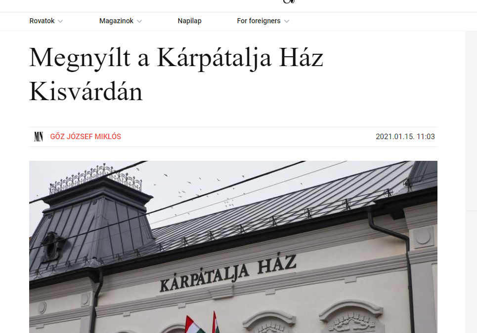 A Magyar Nemzet a Kárpátalja Ház megnyitásáról